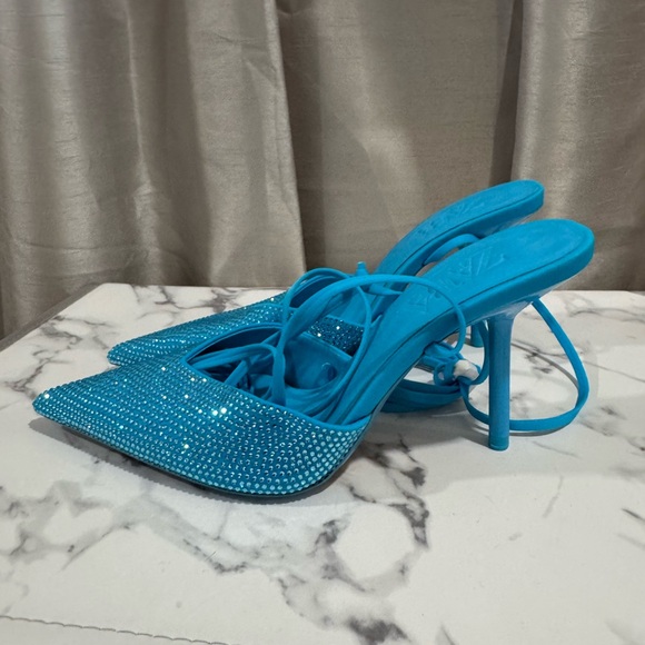 Zara Lace Up Rhinestone Heels - Picture 2 of 5